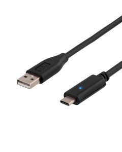 Deltaco USB 2.0 cable, Type C - Type A ha, 2m, black
