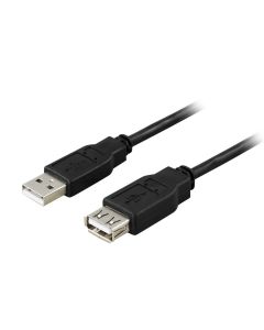 Deltaco USB 2.0 Cable Type A Male - Type A Female, Black, 1m