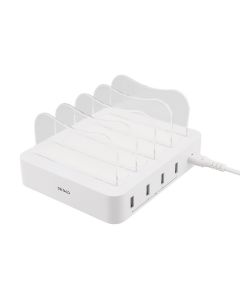 Deltaco USB Charging Station, 4xUSB-A, 1.5m Cable - White