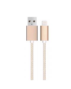 USB cable with Lightning connector for iPhone & iPad Gold / Nylon, 1m