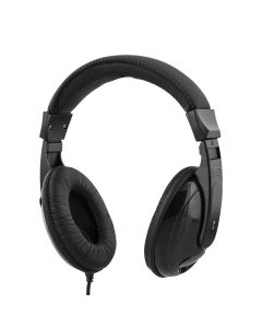 Deltaco headphones, closed, volume control, 2.5m cable, black