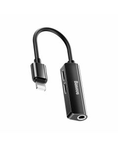 Baseus 3-in-1 iP Male to Dual iP & 3.5mm Female Adapter L52 Black