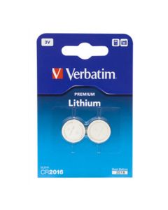 Verbatim Button Cell Battery CR2016 3V Lithium - 2-pack