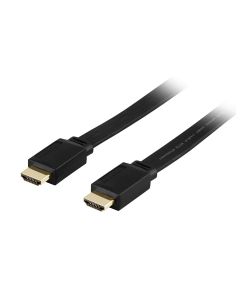 Deltaco flat HDMI cable, 3m, black