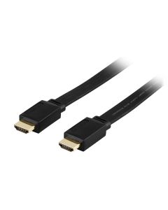 Deltaco flat HDMI cable, 2m, black