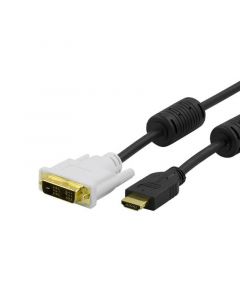 Deltaco HDMI male for DVI-D male, 2m, black / white