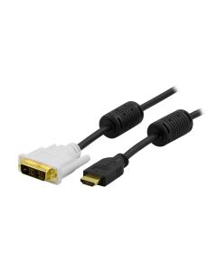 Deltaco HDMI male for DVI-D male, 1m, black / white