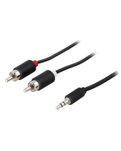 Deltaco Audio cable, 3.5mm ha - 2xRCA ha 1m, black
