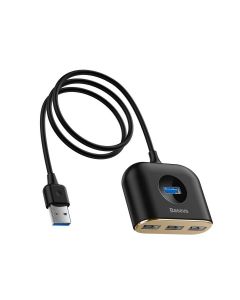 Baseus Square round 4 in 1 USB HUB Adapter(USB3.0 TO USB3.0 1withUSB2.0 3) 1m Black
